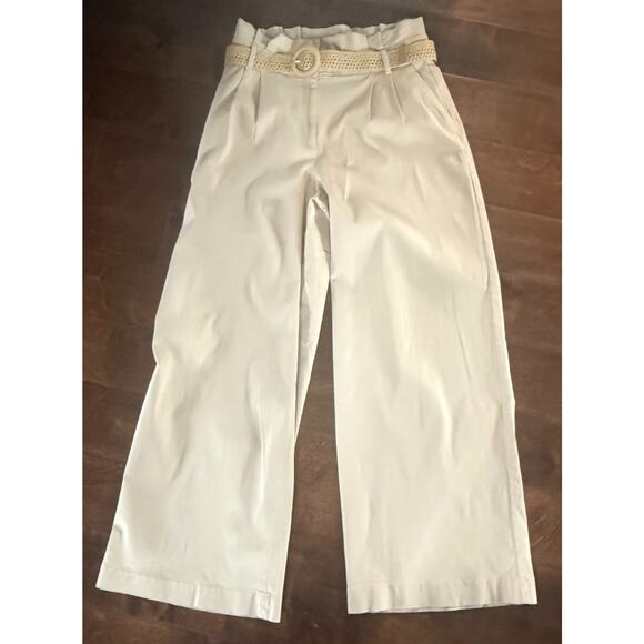 EXPRESS Stylist Super High Waisted Paperbag Wide Leg Pant Beige Size 10R NWOT - Picture 9 of 10